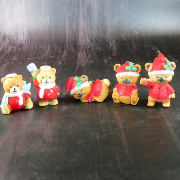 Teddy Bear Ceramic Christmas Ornaments, R.O.C Light Covers Vintage 3” Lot 5 - Picture 2 of 16